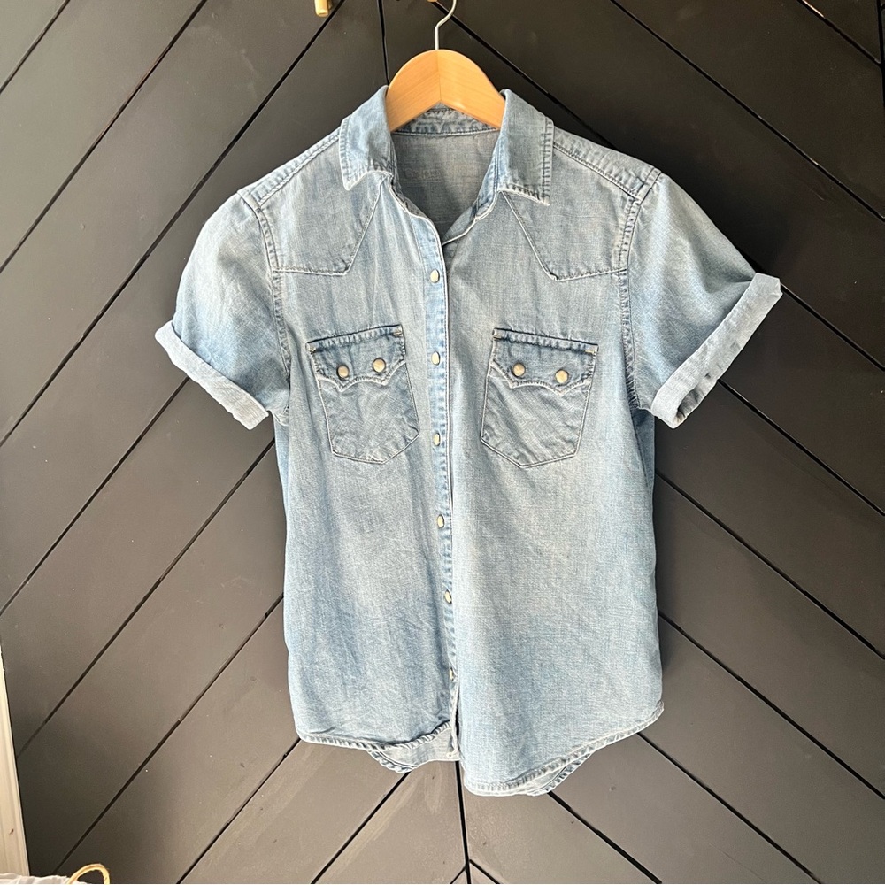 GAP Light Wash Denim Button-Down Shirt
